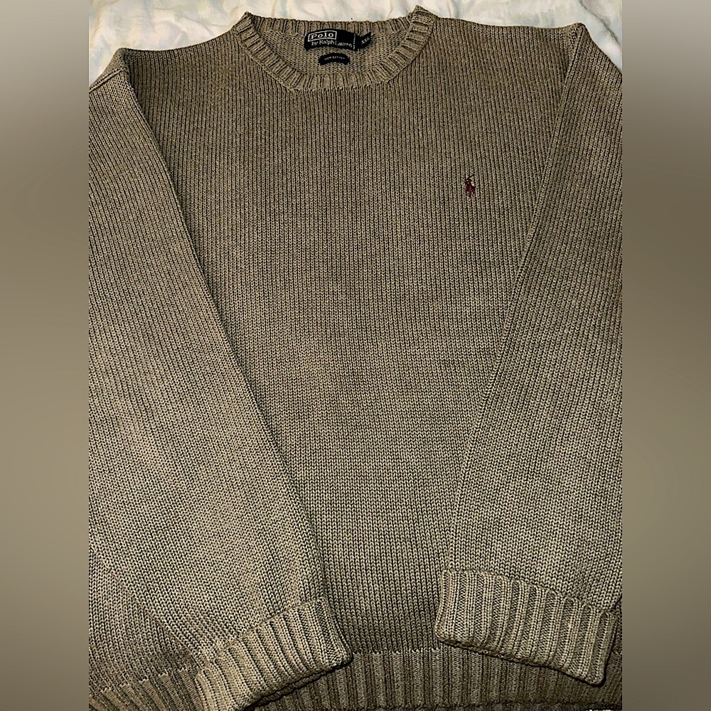 Polo by Ralph Lauren 100 % Cotton Knit Olive Green Sweater XXL NEW CONDITION